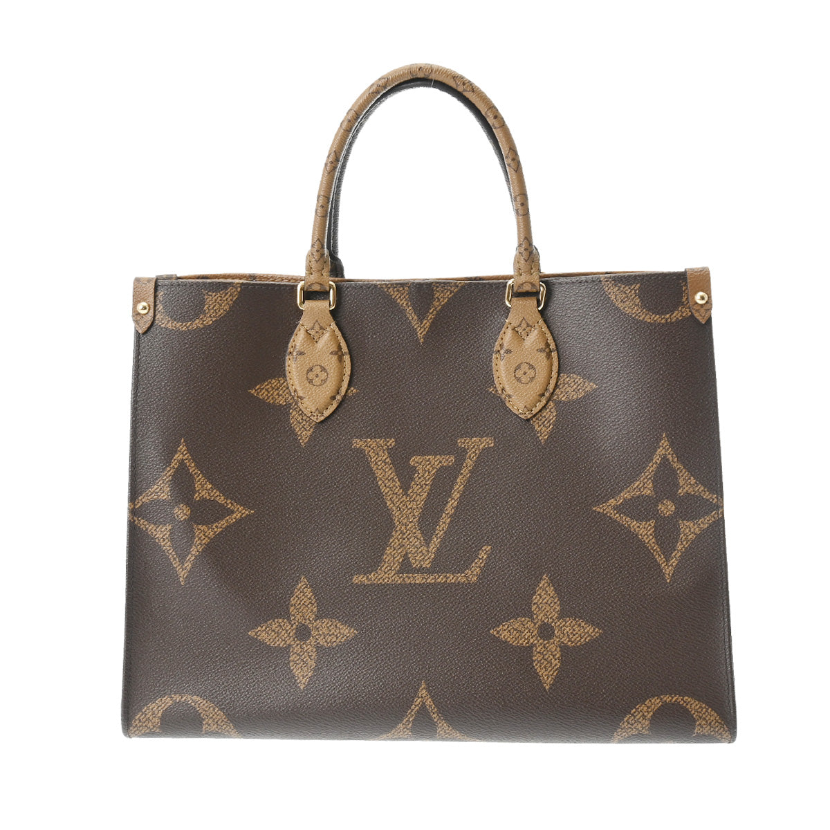 LOUIS VUITTON ルイヴィトン モノグラムジャイアント オンザゴー MM 2WAYトート ブラウン M45321 レディース モノグラムリバースキャンバス ハンドバッグ 新同 中古 