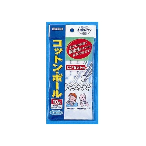 川本産業 コットンボール 直径10mm ピンセット付き 10g FCM3918