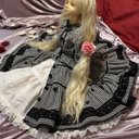 SD.SD13.DDM胸以下兼用サイズ◆座ると360度スカートが広がるドールドレス・黒薔薇ギンガムチェック※ペチコート別売◆スーパードルフィー用