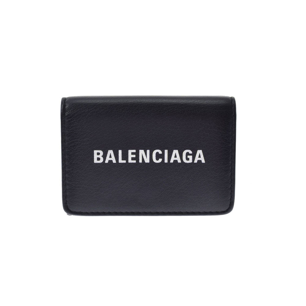 BALENCIAGA バレンシアガ ミニウォレット コンパクトウォレット 黒 551921 ユニセックス カーフ 三つ折り財布 ABランク 中古 