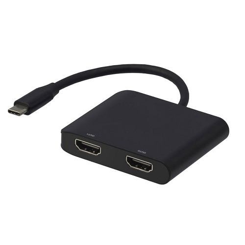 グリーンハウス GH-TCHDC-BK 映像変換アダプタ USB Type-C to HDMI x2 4K対応 Mac/Windows11対応ブラック