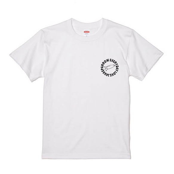 文鳥Tシャツ ＃112 ワンポイントエンブレム エブリデイミサイル ホワイト【受注生産】