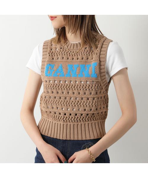 ガニー/GANNI ニットベスト Cotton Rope Short Vest