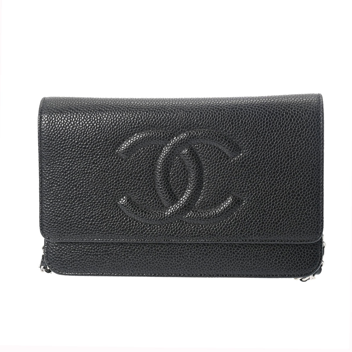 CHANEL シャネル マトラッセ チェーンウォレット 19cm 黒 シルバー金具 A48654 レディース キャビアスキン ショルダーバッグ Aランク 中古 