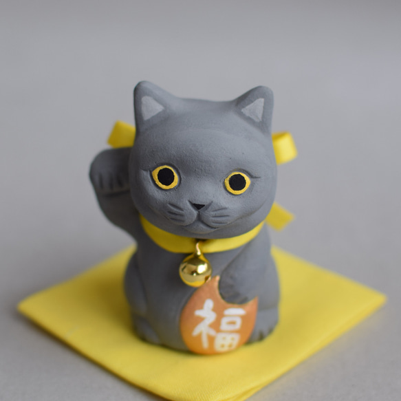 招き猫(右手・ブリティッシュショートヘア)【受注制作】ご注文前には必ずメッセージで納期をお確かめください