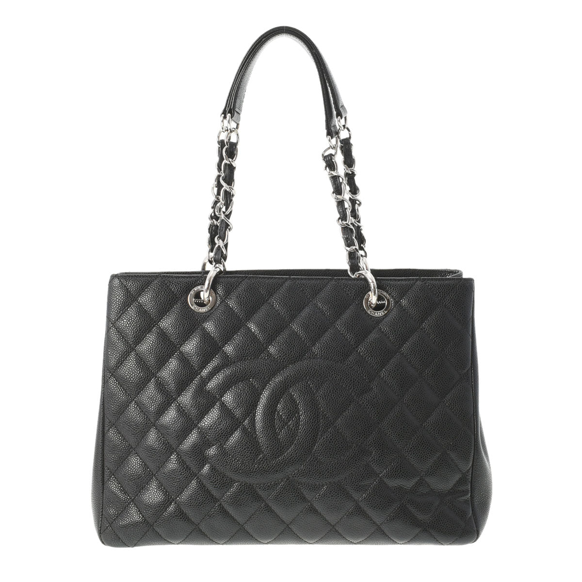 CHANEL シャネル マトラッセ GST グランドショッピングトート 黒 シルバー金具 レディース キャビアスキン トートバッグ ABランク 中古 