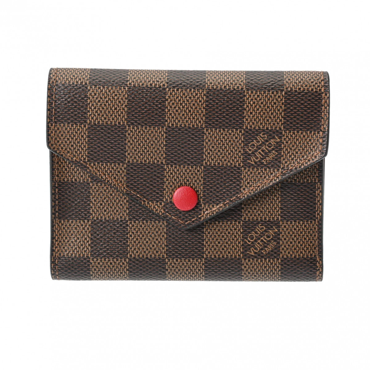 LOUIS VUITTON ルイヴィトン ダミエ ポルトフォイユ ヴィクトリーヌ  ルージュ N41659 レディース ダミエキャンバス 三つ折り財布 Aランク 中古 