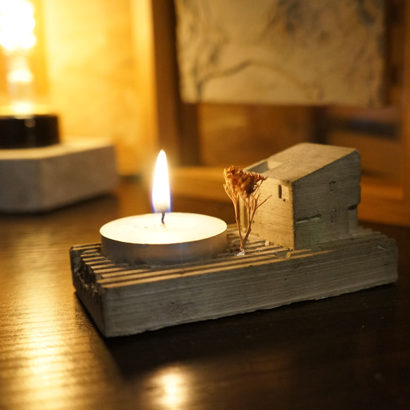 candle holder CASA_C      置物　オブジェ ジオラマ　3Dプリント＋セメント雑貨