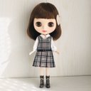 22センチ⭐︎1/6ドールサイズ⭐︎ピンタックブラウス&ローウェストチェックワンピース☆ドール服アウトフィット