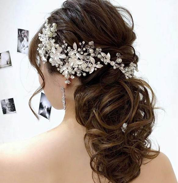 《特集ページ掲載》フラワー　パール　ヘッドドレス ブライダル　ヘアアクセサリー　ウェディング　ヘッドアクセサリー　結婚式