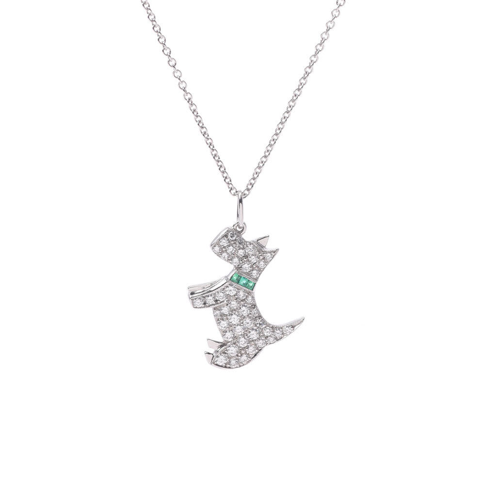 TIFFANY&Co. ティファニー 犬モチーフ ユニセックス PT950/ダイヤ/エメラルド ネックレス Aランク 中古 