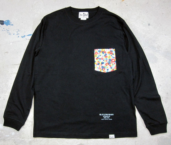 Flower Pocket L/S TEE Black