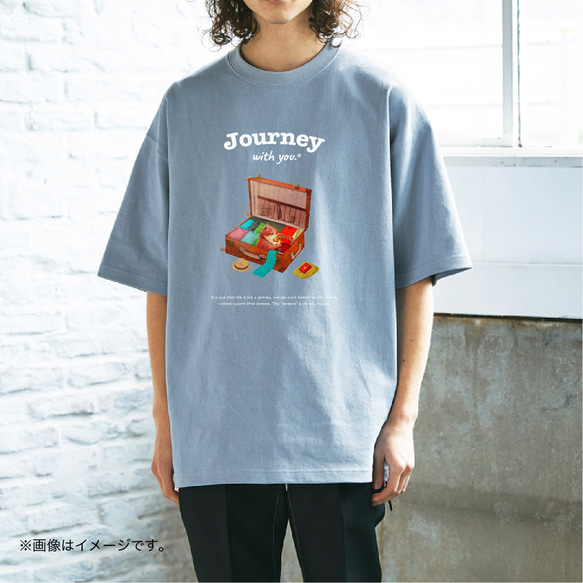 厚みのあるBIGシルエットTシャツ「Journey with you 一緒にいく気のネコ」  /送料無料