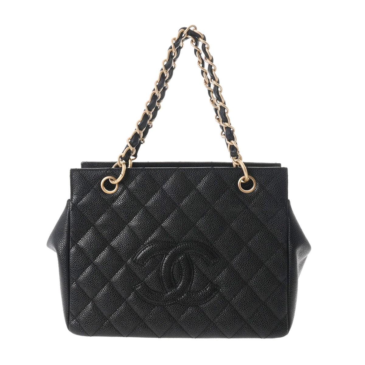 CHANEL シャネル PTT プチタイムレストート ブラック ゴールド金具 レディース キャビアスキン ハンドバッグ Aランク 中古 