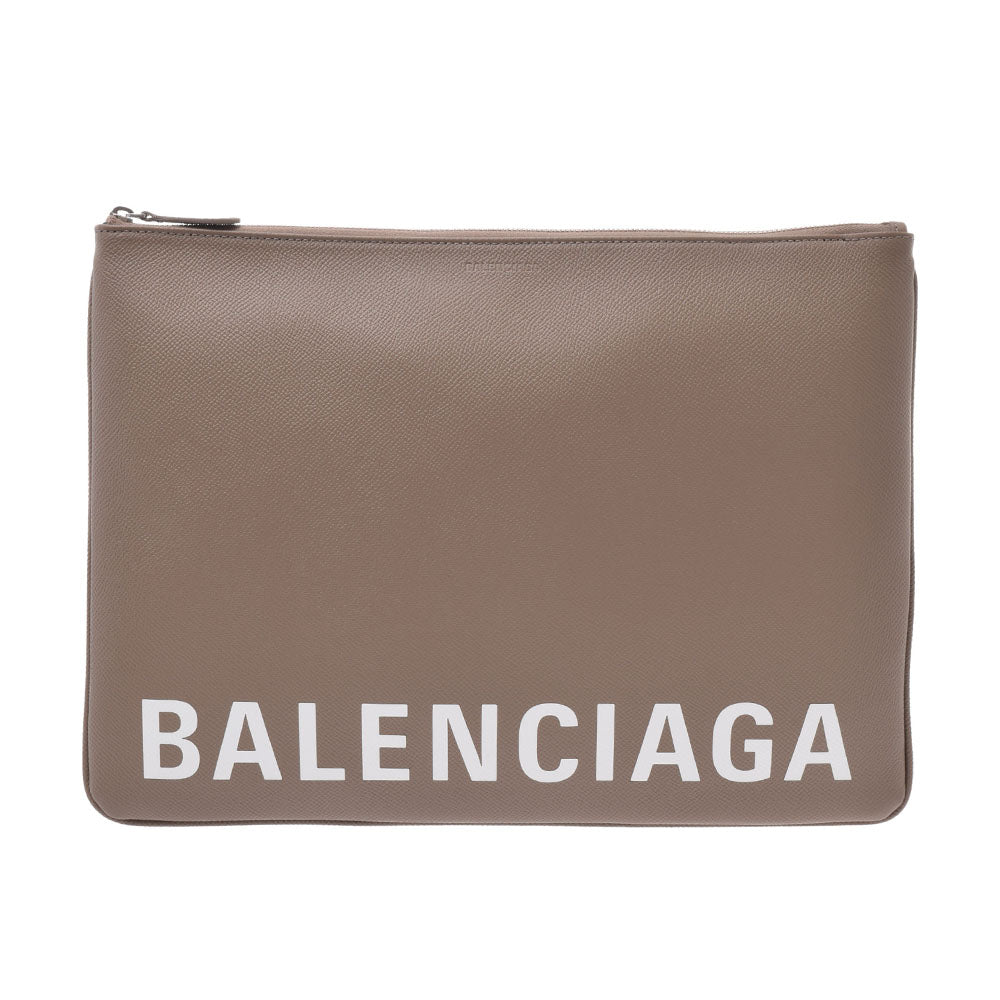 BALENCIAGA バレンシアガ ロゴ 茶系 579550 ユニセックス レザー クラッチバッグ 未使用 