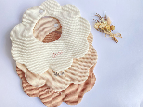 waffle bib⋆* 名入れスタイ 名前入りスタイ 新色登場♡