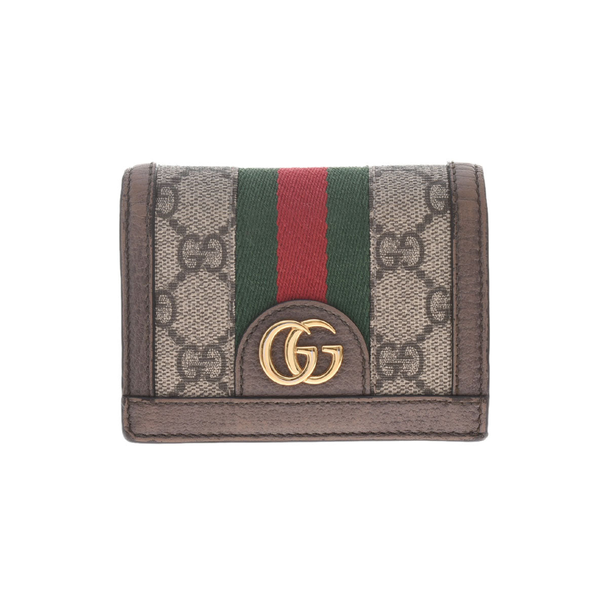 GUCCI グッチ オフィディア コンパクトウォレット  ベージュ系/茶 523155 レディース GGスプリームキャンバス レザー 三つ折り財布 Bランク 中古 