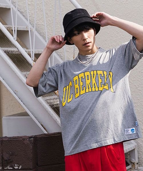 NCAA カレッジロゴプリントクルーネック半袖ビッグTシャツ メンズ ブランド トップス インナー カットソー 半袖 クルーネック カレッジロゴ ロゴ プリント