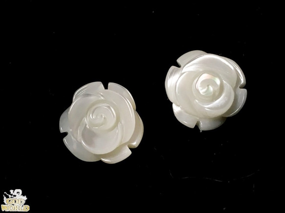 【L-38a】マザーオブパール 薔薇 2個セット　10×5mm