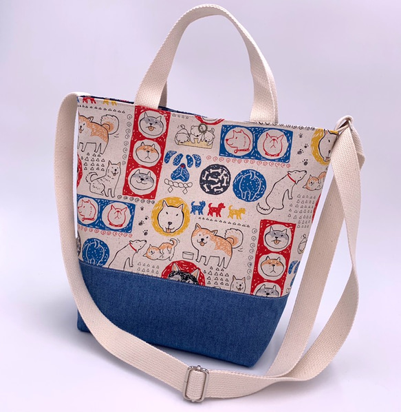 ダックフォートショップ_三用バッグ（ハンド、ショルダー、クロスバック）Shiba Inu_Handbags_布製