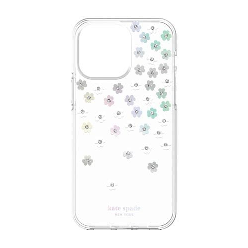 kate spade new york 2022 iPhone 14 Pro Max用スマートフォンケース [ Scattered Flowers Iridescent Clear White Gems ] クリア