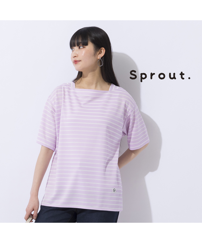 リリアンビューティ/【Sprout.】ポンチボーダー　ドロップショルダーTシャツ