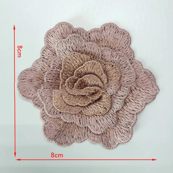 豪華薔薇立体モチーフ　　8cm*8cm ベージュ