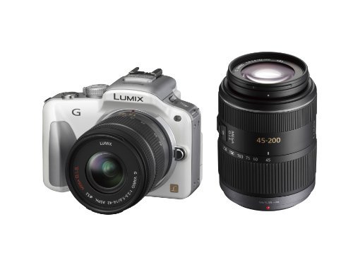 Panasonic ミラーレス一眼カメラ LUMIX G3 ダブルズームキット シェルホワイト DMC-G3W-W【中古品】