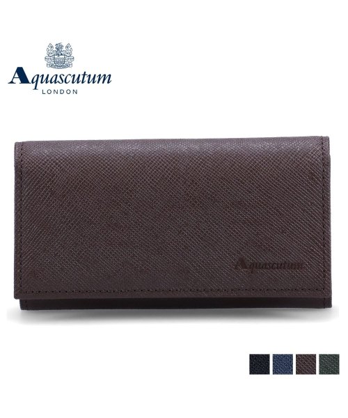 アクアスキュータム AQUASCUTUM キーケース キーホルダー 三つ折り バーミンガム メンズ 5連 本革 型押し BIRMINGHAM ブラック ネイビ