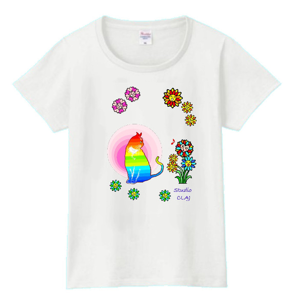 魔法の花とバジル：TシャツPSレディース（ホワイト）