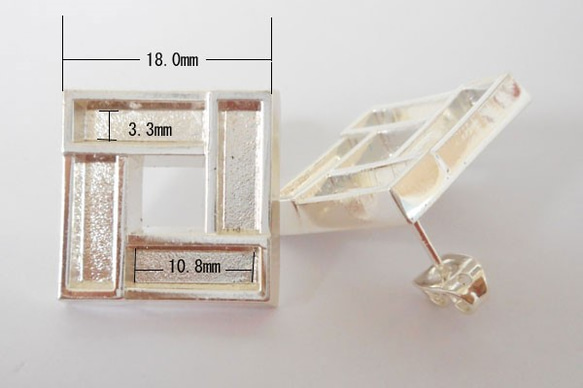 SHAREKI エポキシ樹脂粘土  スクエア（四角形）ピアス １セット ニッケルフリー シルバー  squ-pi-s