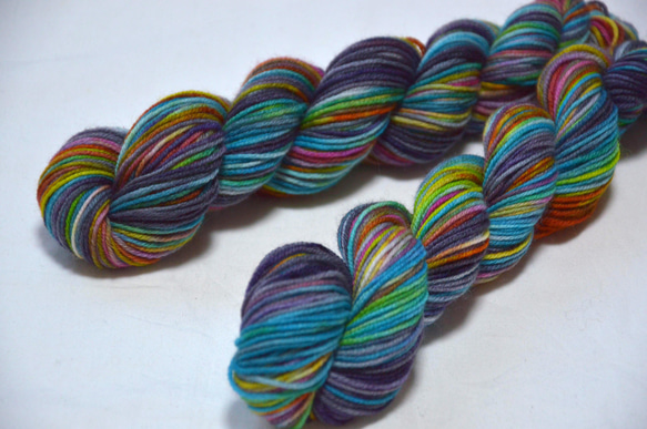 手染め糸　ファインウール　ソックヤーン　darkcolorful  nijiyarn