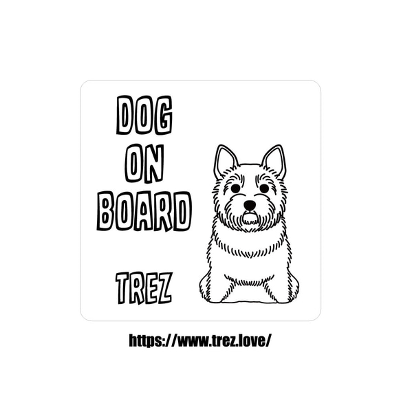 全8色 名前入り DOG ON BOARD ノーリッチテリア ラインアート ステッカー