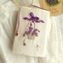 すみれ花籠刺繍のブックカバー&栞【リボン刺繍】