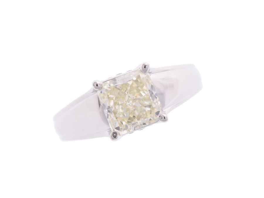 クイーン リング #11 レディース ダイヤ2.039ct VYL-VS2 0.03ct PT950 6.9g 指輪 Aランク Queen 鑑定書 中古 