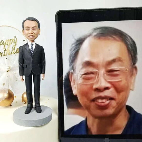 ケーキトッパー オーダーメイド 似顔絵プレゼント フィギュア人形ぬいぐるみ 上司社長友達 昇進退職還暦祝い記念日誕生日