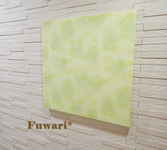 【45×45cm】軽量ファブリックパネル_大輪の花（Green Glow）　P6-4