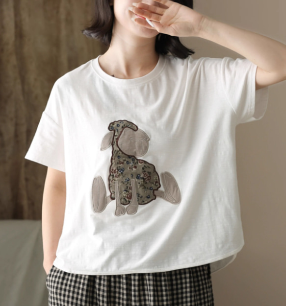 初春.  100％綿.無地.コットンTシャツ ショート丈半袖トップス　夏Tシャツ