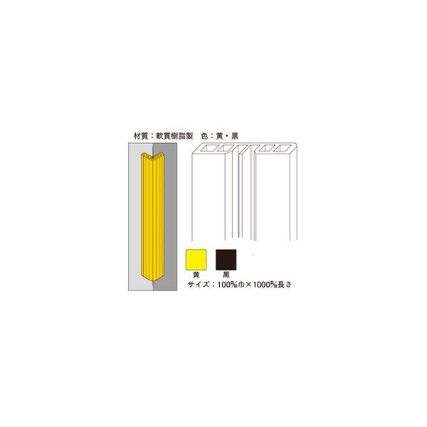 加藤商店 安全用品 コーナーガード・クッション 安心ガード100 1m 1セット（4本）