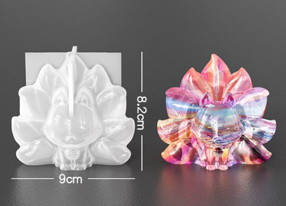 九尾の狐 シリコンモールド3D 立体 狐 九尾 キツネ 動物 鏡面仕上げ
