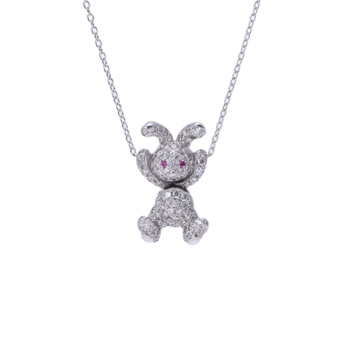 Ponte Vecchio ポンテヴェキオ うさぎ ダイヤ0.65ct ルビー0.01ct  レディース K18ホワイトゴールド ネックレス Aランク 中古 