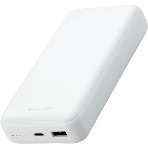 エレコム DE-C34-20000WH モバイルバッテリー 20000mAh USB Power Delivery準拠 20W USB-A出力1ポート USB-C入出力1ポート ホワイト