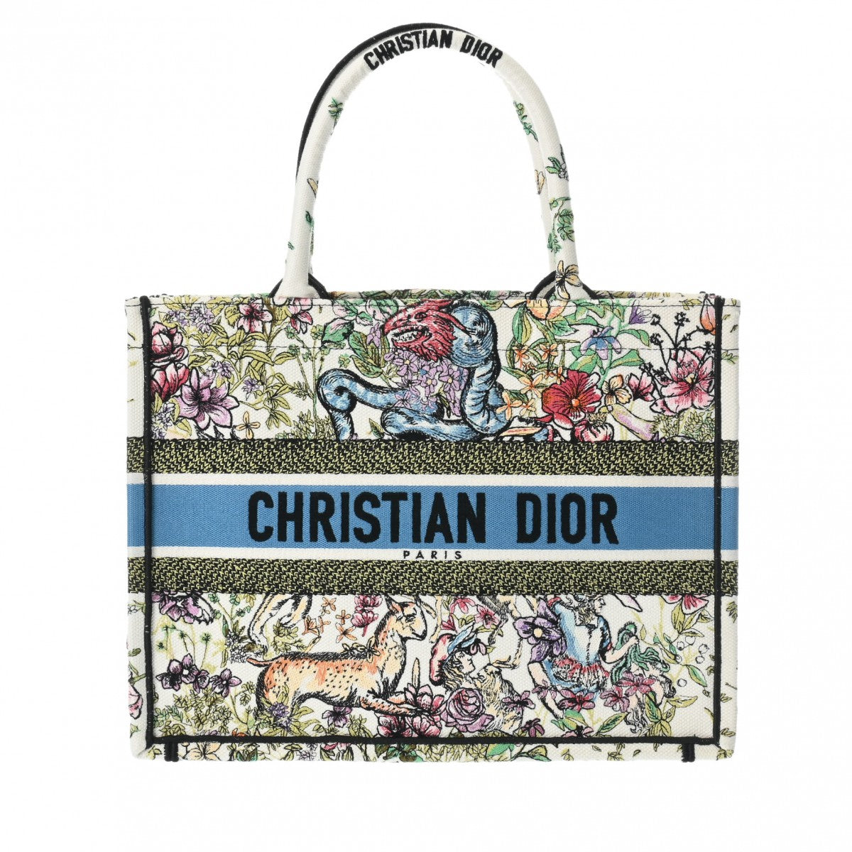 CHRISTIAN DIOR クリスチャンディオール ブックトート ミディアム フラワー Dコンステレーション ホワイト/マルチカラー M1296ZRUV レディース キャンバス ハンドバッグ Aランク 中古 