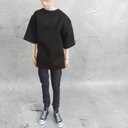 六分の一男子図鑑　エイトサイズ　服　半袖黒+デニムパンツセット　ハンドメイド