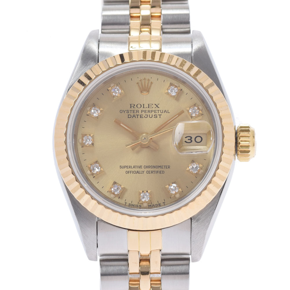 ROLEX ロレックス デイトジャスト 10Pダイヤ 69173G レディース YG/SS 腕時計 自動巻き シャンパン文字盤 Aランク 中古 