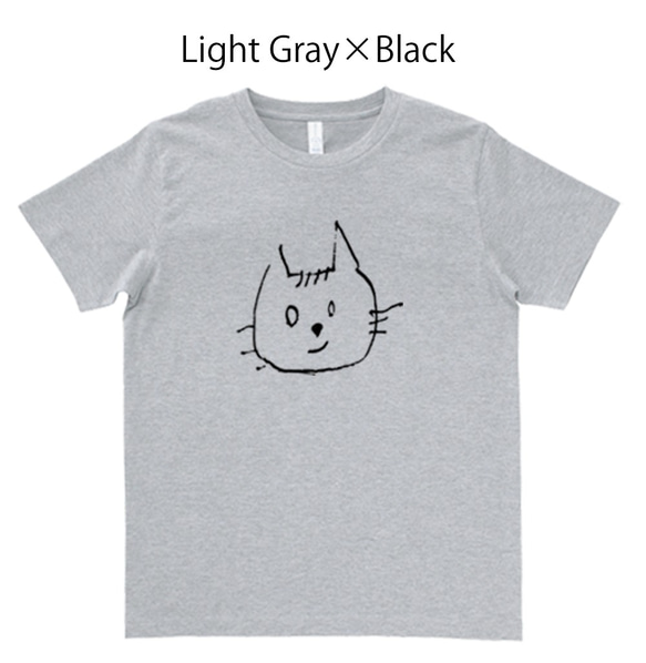 コネコ　Tシャツ（④ライトグレー×ブラック）　猫　ネコ　ねこ