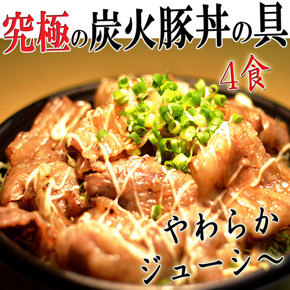 ⭐究極の炭火豚丼の具【ぎゃん丼】4食(1パック2食×２)【手作り無添加のお取り寄せグルメ】冷凍食品