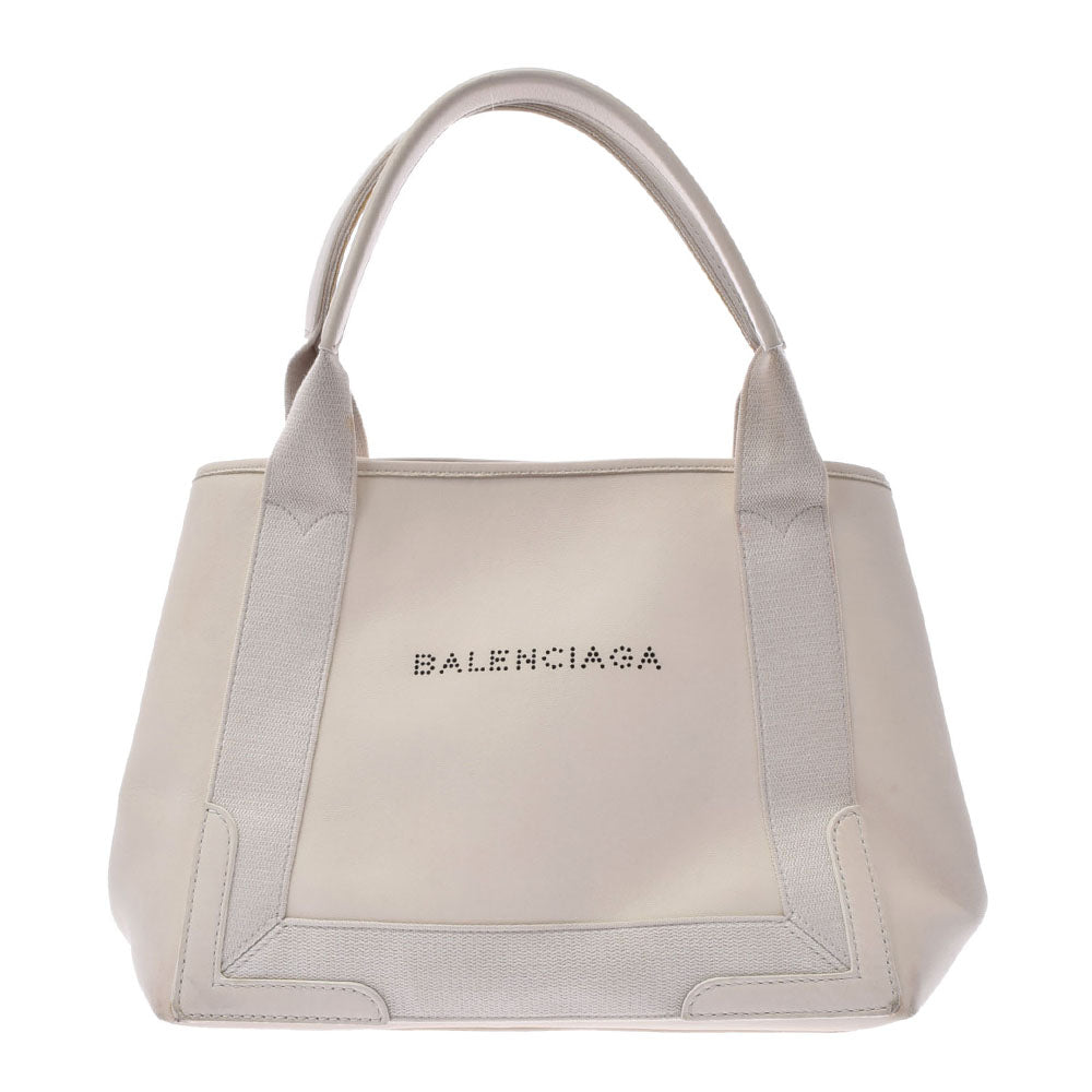 BALENCIAGA バレンシアガ ネイビーカバス S アイボリー 339933 レディース カーフ/キャンバス ハンドバッグ Bランク 中古 