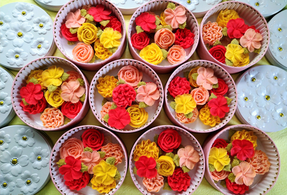 あんフラワークッキー！花グルメ　食べられるお花！プレゼントにも。餡子のお花。※グルテンフリーお花のクッキー缶