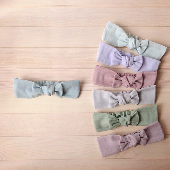 ribbon headband［smoky blue］